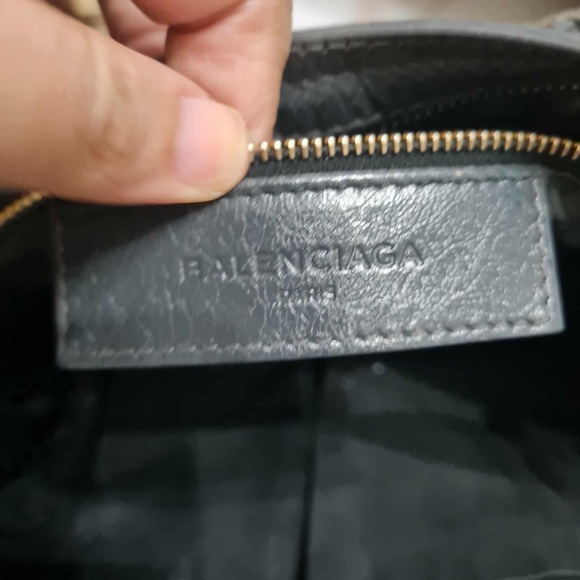 Balenciaga Black Leather Shoulder Bag with Gold Accents - Picture 12 of 13
